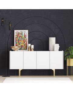 HANAH HOME Komoda Albina, bela/zlatna
