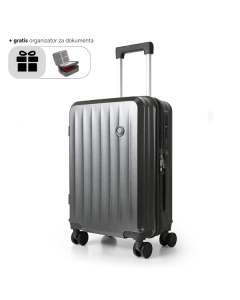 Tripmates ručni kofer (kabinski) 55 cm svetlosivi + gratis organizator za dokumenta – sa USB punjačem, držačem za piće i dodatnom kukom + gratis organizatorom za dokumenta