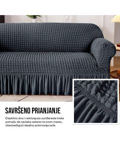 Homemates 1 plus 1 gratis retro pokrivač za dvosede i kauče od 145cm do 185cm - siva