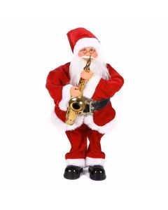 DENIS Novogodišnja muzička figura Deda Mraza sa saksofonom 30cm