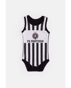 PARTIZAN Atlet bodi Pruge, crna/bela