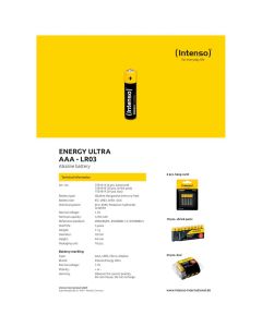 INTENSO Baterija alkalna, AAA LR03/4, 1,5 V, blister 4 kom - AAA LR03/4 - 12487