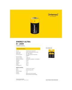 INTENSO Baterija alkalna, LR20 / D, 1,5 V, blister 2 kom - LR20 / D - 12494