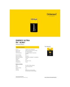 INTENSO Baterija alkalna, 6LR61, 9 V, blister 1 komad - 6LR61 / 9V - 12495