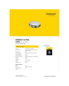 INTENSO Baterija alkalna LR43/2, 1,5 V dugmasta, blister 2 kom - LR43/2 - 12505