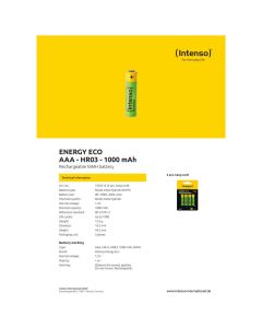 INTENSO Baterija punjiva AAA / HR03, 1000 mAh, blister 4 kom - AAA / HR03/1000 - 12513