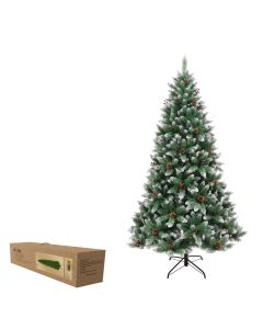 DENIS Novogodišnja snežna jelka sa šišarkama i bobicama 150cm