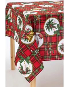 STEFAN Stolnjak 135x135cm Loneta, crvena