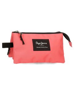 PEPE JEANS ARIS prazna pernica sa 3 pregrade - koralna