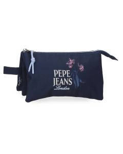 PEPE JEANS LENAY prazna pernica sa 3 pregrade - teget