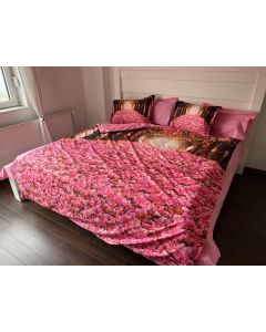 VIKTORIJA Posteljina 3D SATEN Pink flowers - VLK000413-pinkflower