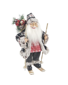 Novogodišnja figura Deda Mraz sa skijicama 40 cm 42-70204 - 42-70204