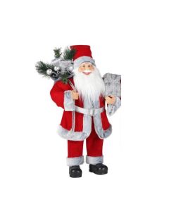 Novogodišnja figura Deda Mraz 60cm, crvena/siva