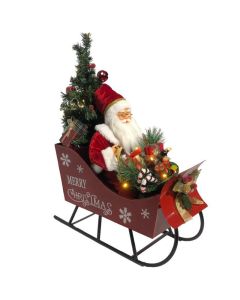 Novogodišnja figura Deda Mraz u kočijama sa zvukom i svetlom 60cm