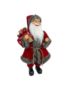 Novogodišnja figura Deda Mraz 45cm, crvena/siva