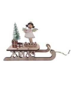 Drveni novogodišnji ukras Sanke 17.5x13x7cm