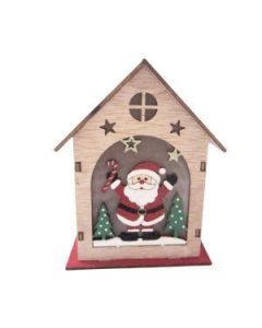 Drveni novogodišnji ukras Kućica sa Deda Mrazom