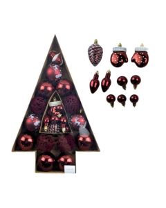 Set novogodišnjih ukrasa za jelku 24/1, bordo