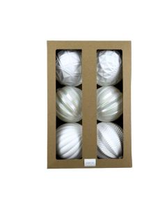Set novogodišnjih kugli 12cm 6/1, bela