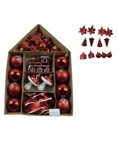 Set novogodišnjih ukrasa za jelku 30/1, crvena