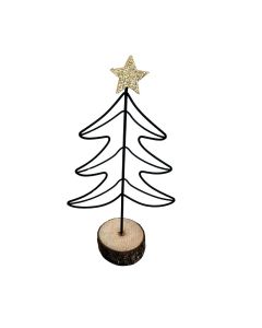 Drveni novogodišnji ukras Jelka, crna/zlatna