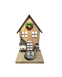 Drveni novogodišnji svećnjak Kućica