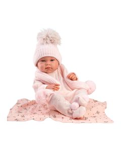 LLORENS Lutka beba Tina sa roze peškirićem - 84338