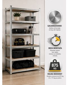 eHomeStorage Garažna metalna polica 180x90x40cm