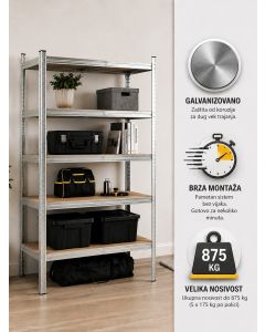 eHomeStorage Garažna metalna polica 180x90x40cm