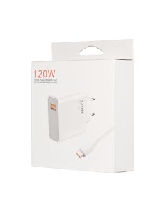 OSTALO Kucni punjac Fast charger 120W za Xiaomi sa USB na Type c kablom beli