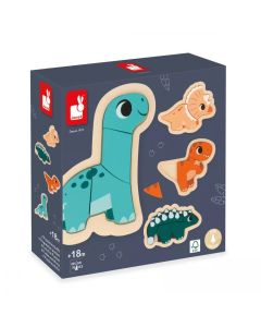 JANOD Drvene puzzle za decu Dino - 14 delova - J05824