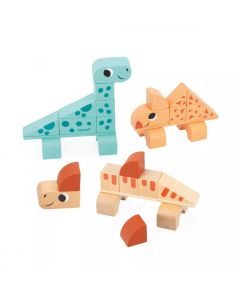 JANOD Drvene kocke za slaganje Dino - J05833