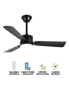 FORMA Plafonski ventilator sa svetiljkom 3000K-6400K FV3102-107 BK