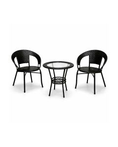 MODUL Baštenski set Rattanica crni, 2 stolice i sto