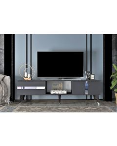HANAH HOME TV komoda Vania, antracit/srebrna