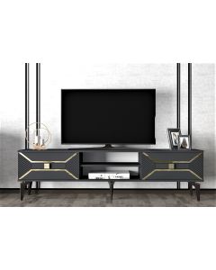 HANAH HOME TV komoda Yumedi, antracit/zlatna - 475OLV1158