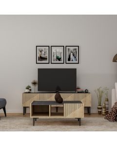 HANAH HOME Klub sto Draw, svetlobraon/crna - 475OLV1302