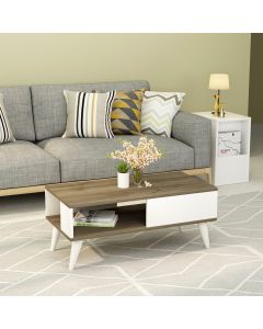 HANAH HOME Klub sto Seul, bela/braon - 475OLV1327