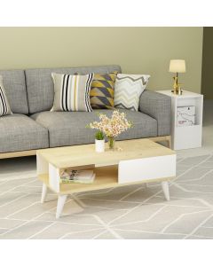 HANAH HOME Klub sto Seul, bela/svetlobraon - 475OLV1329