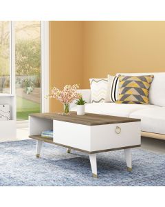 HANAH HOME Klub sto Delux, braon/bela