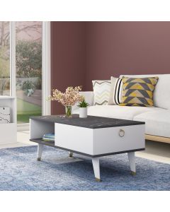 HANAH HOME Klub sto Delux, mermer crna/bela