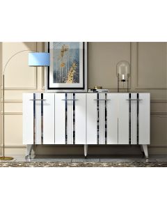 HANAH HOME Komoda Asel, bela/srebrna