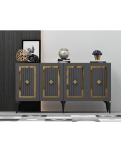 HANAH HOME Komoda Nora, antracit/zlatna - 475OLV1754