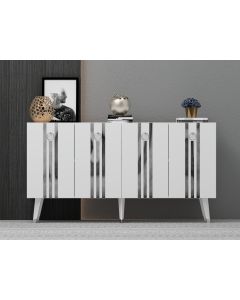 HANAH HOME Komoda Isil, bela/srebrna - 475OLV2683