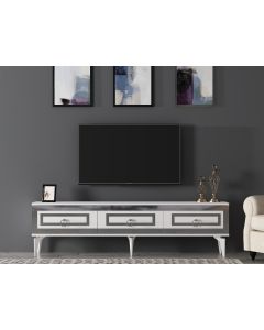 HANAH HOME TV komoda Karya - bela/srebrna