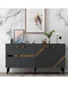 HANAH HOME Komoda Iris, antracit/zlatna