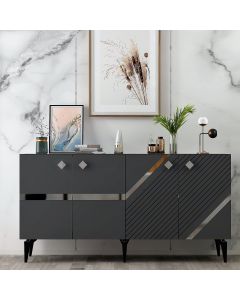 HANAH HOME Komoda Iris, antracit/srebrna