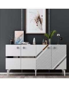 HANAH HOME Komoda Iris, bela/srebrna