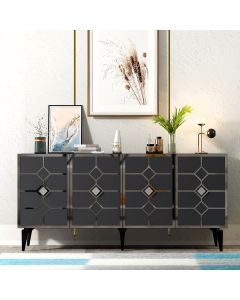 HANAH HOME Komoda Cagla, antracit/srebrna