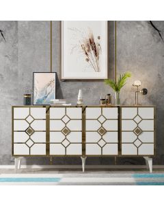 HANAH HOME Komoda Cagla, bela/zlatna